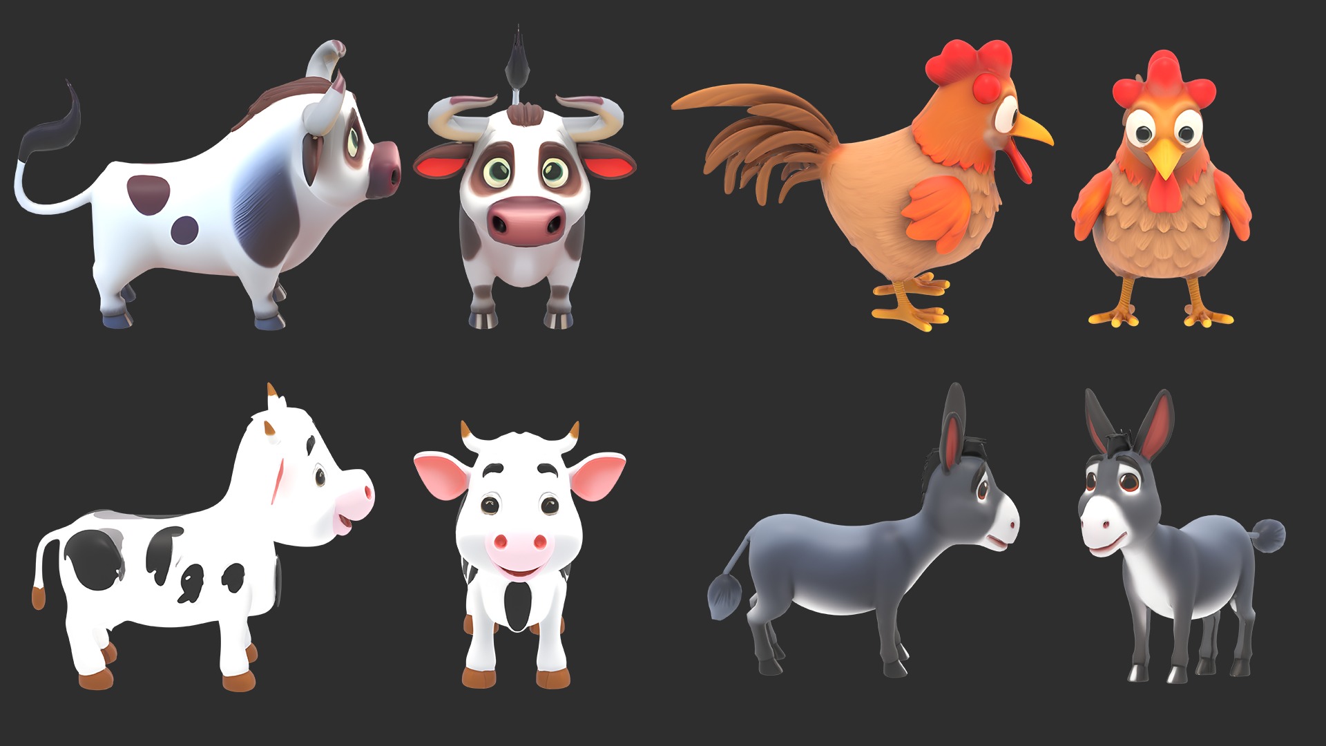 Stylized Animals Pack Rigged Game Animation Ready Low-poly 3D model_6