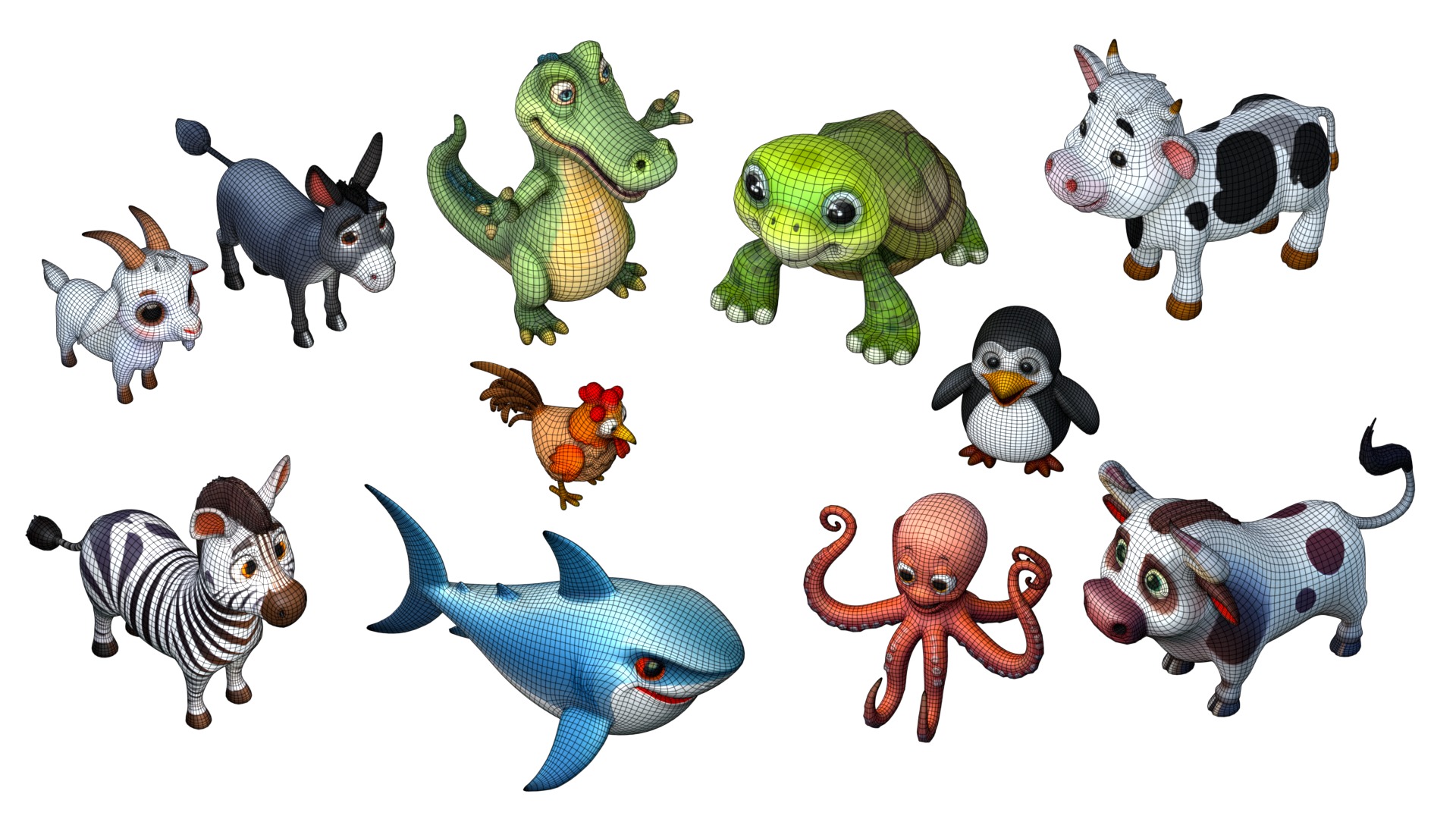 Stylized Animals Pack Rigged Game Animation Ready Low-poly 3D model_4