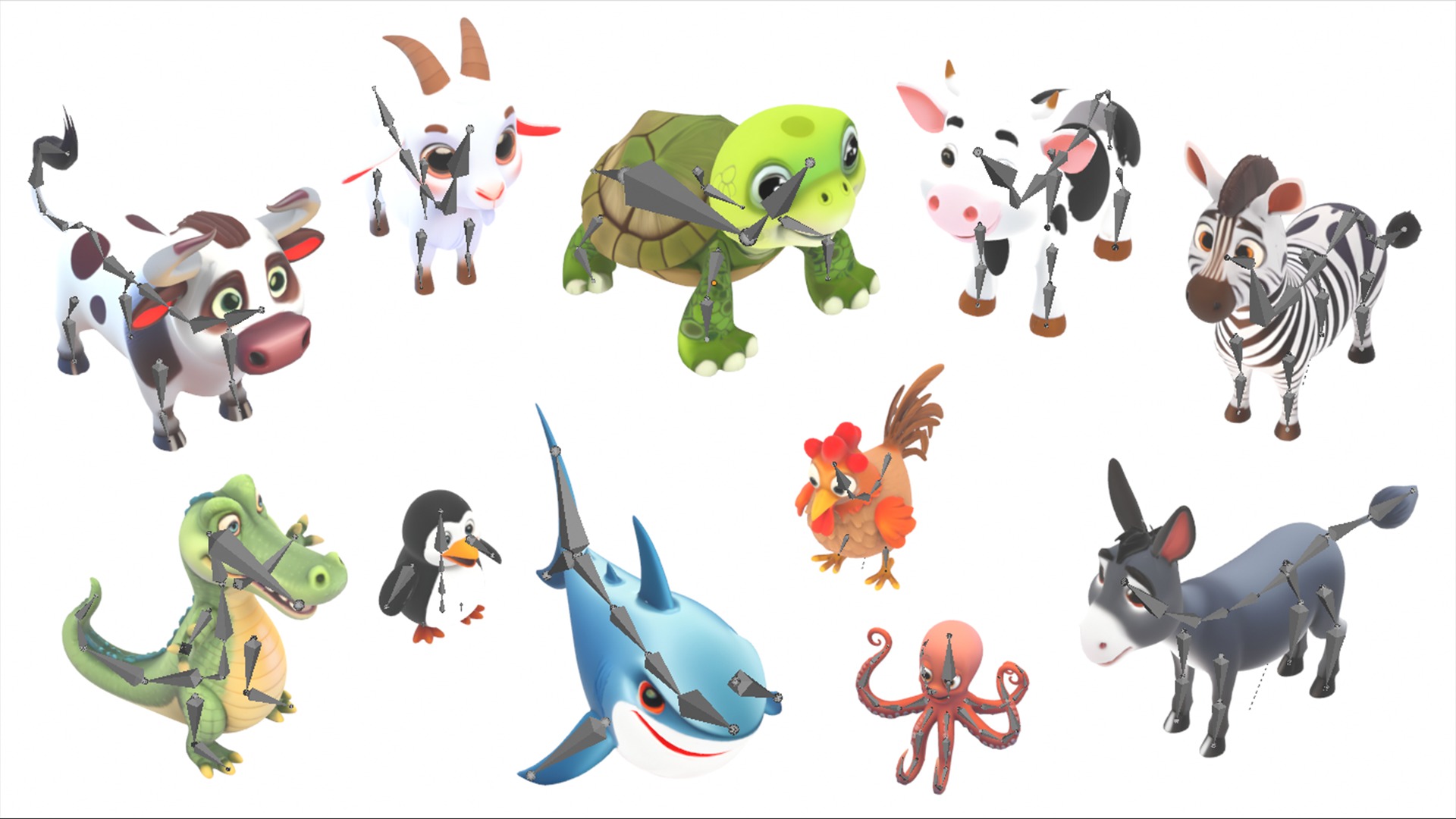 Stylized Animals Pack Rigged Game Animation Ready Low-poly 3D model_5