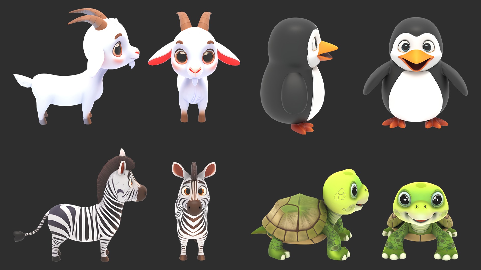 Stylized Animals Pack Rigged Game Animation Ready Low-poly 3D model_7