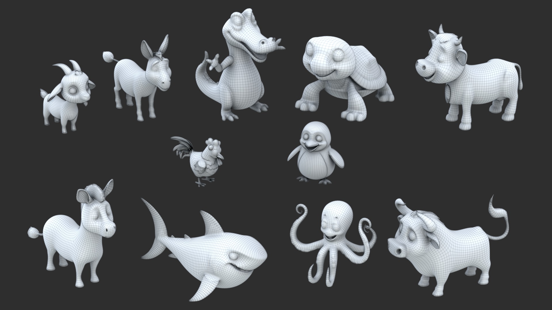 Stylized Animals Pack Rigged Game Animation Ready Low-poly 3D model_3