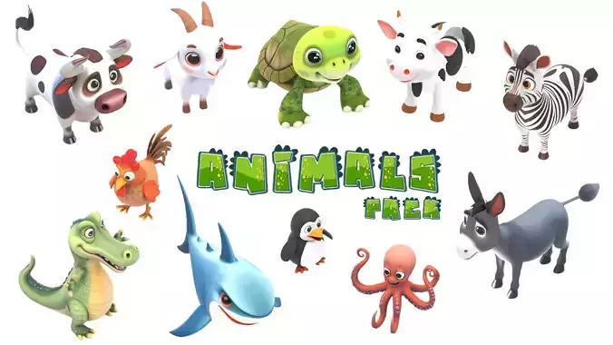 Stylized Animals Pack Rigged Game Animation Ready 
