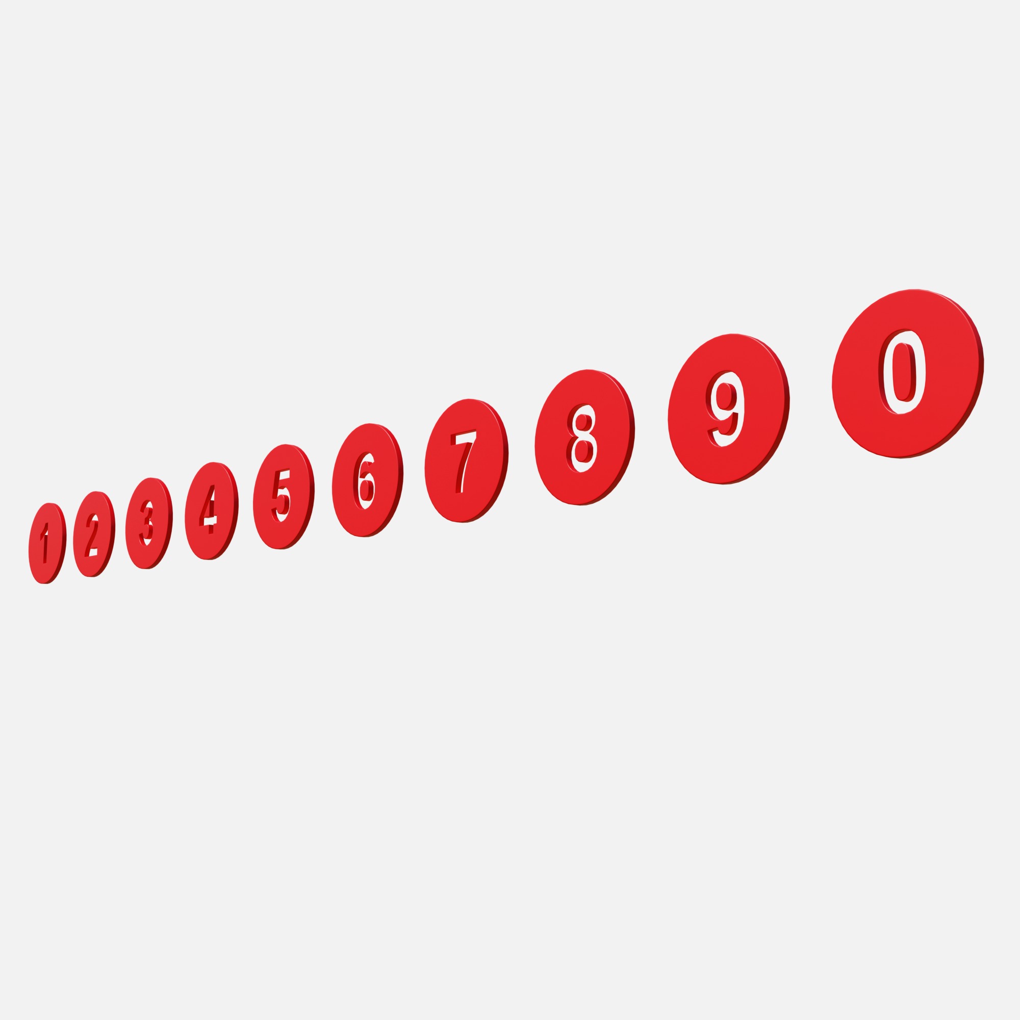 Collection of round numbers red Low-poly 3D model_3
