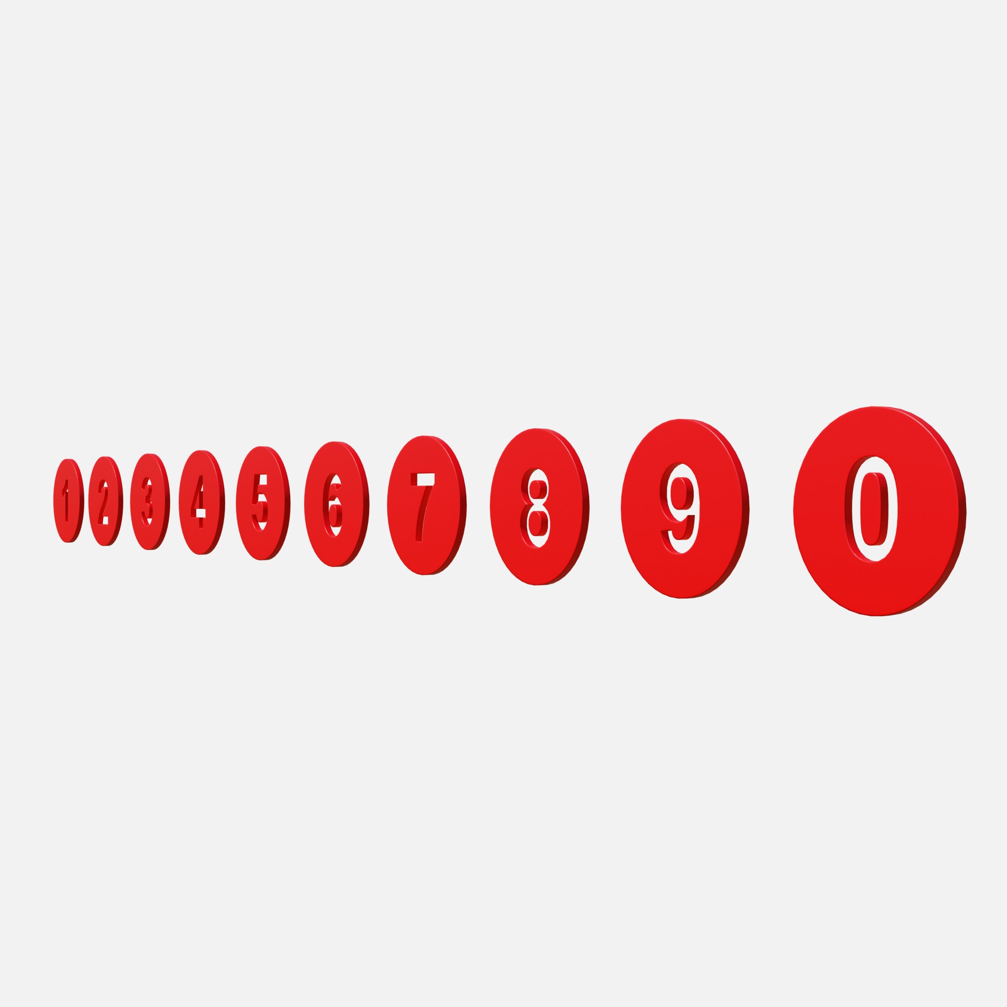 Collection of round numbers red Low-poly 3D model_2