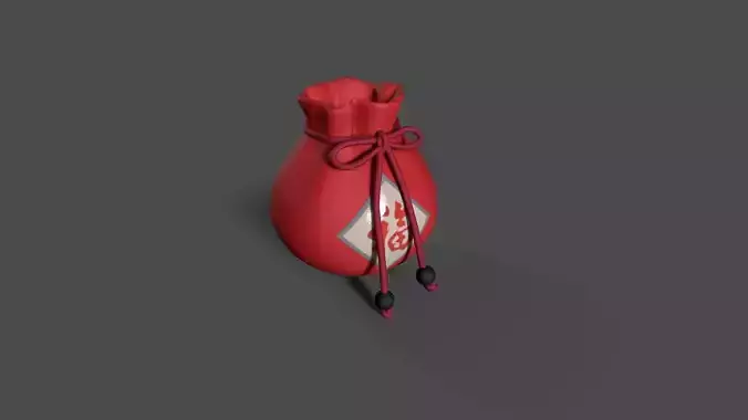 Cartoon Fu Bao - lucky bag - red wedding Low-poly 3D model