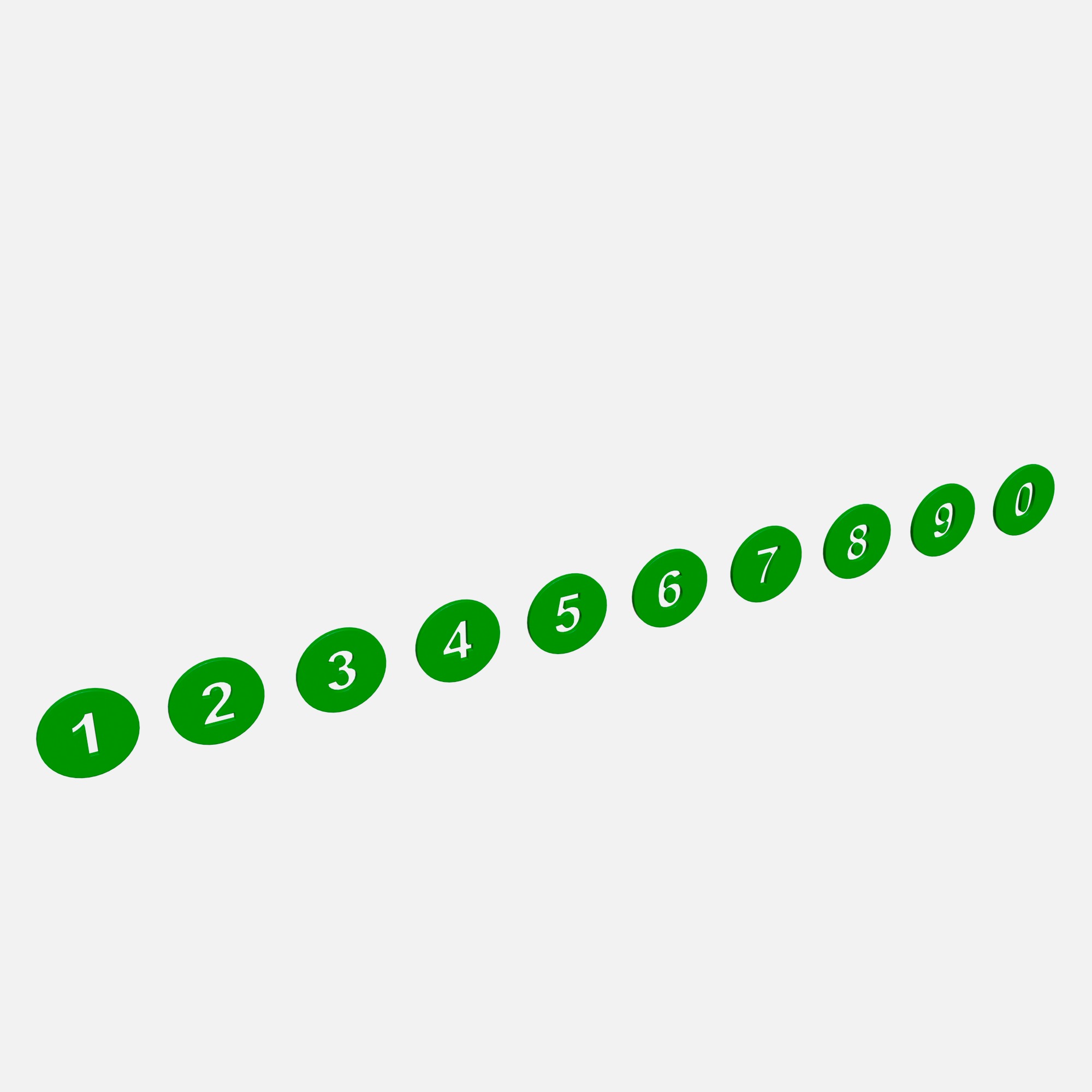 Collection of round numbers green Low-poly 3D model_4