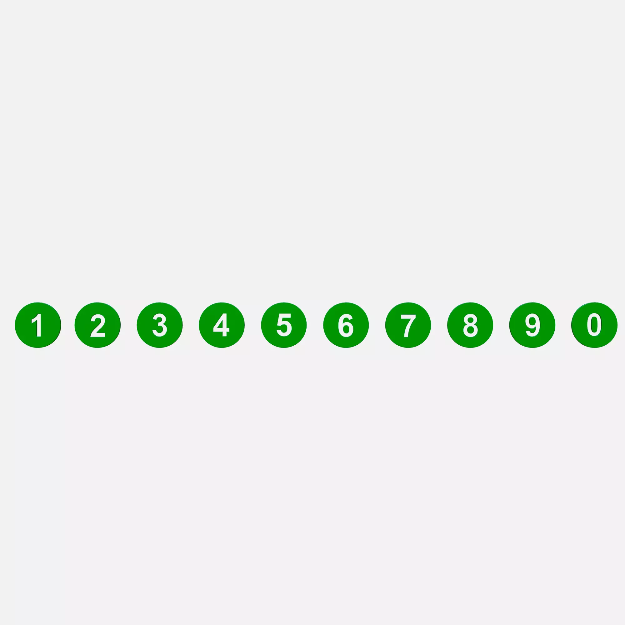 Collection of round numbers green Low-poly 3D model_0