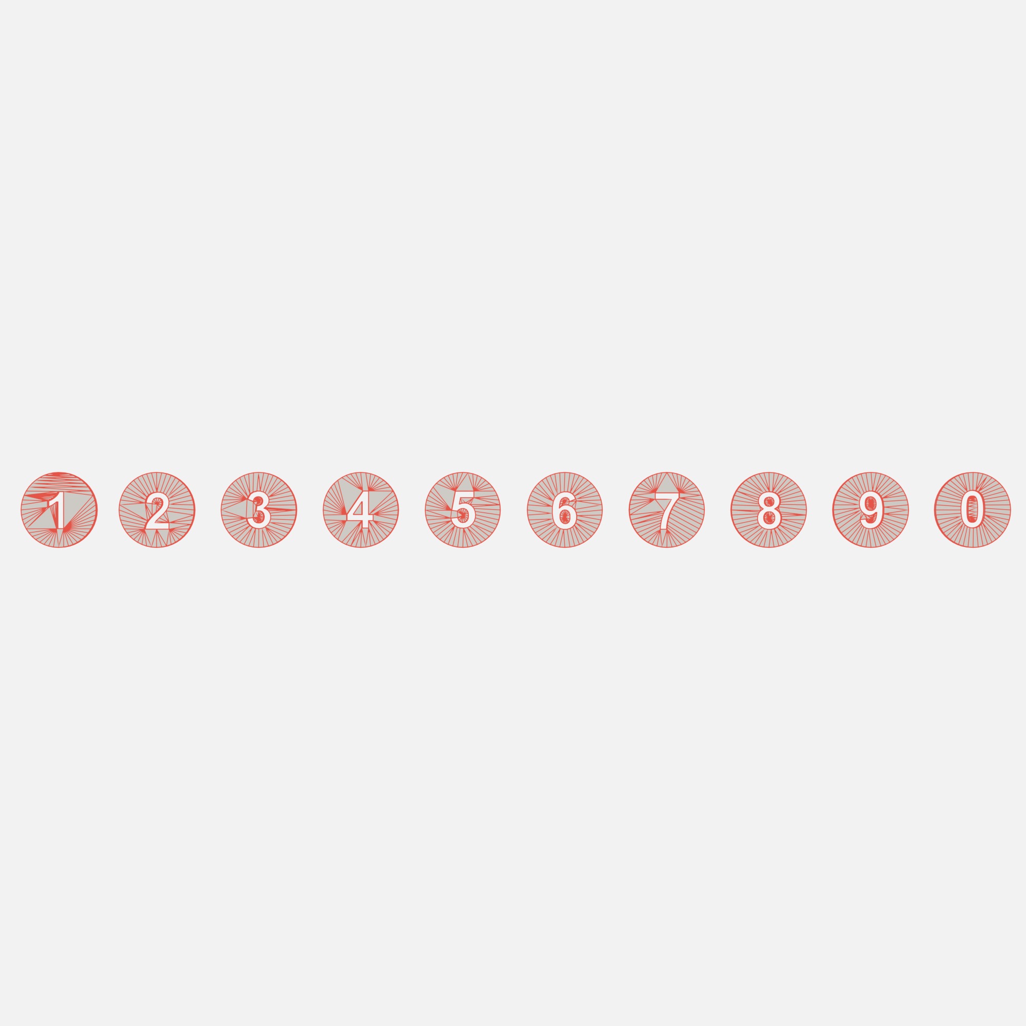 Collection of round numbers green Low-poly 3D model_6