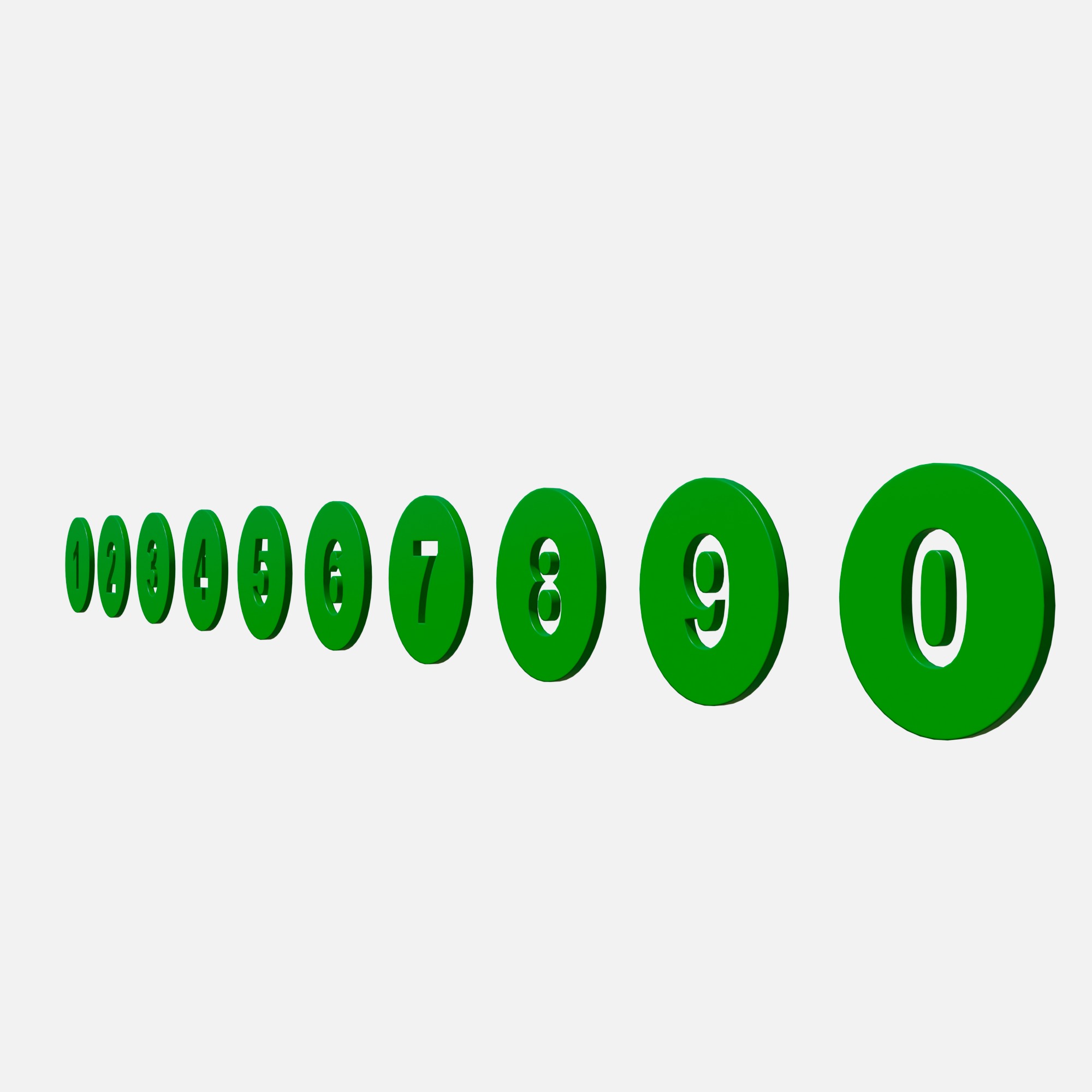 Collection of round numbers green Low-poly 3D model_2