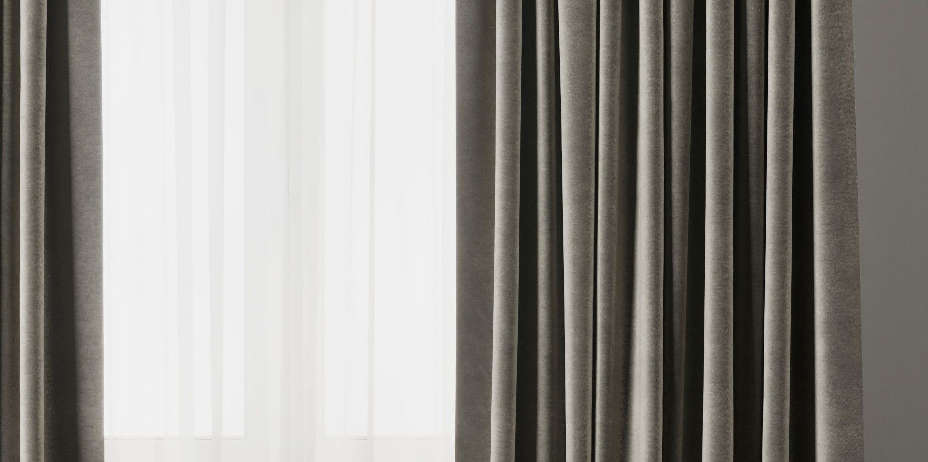 Curtain with rod 08 Curtain brown and cumin olive green Low-poly 3D model_5