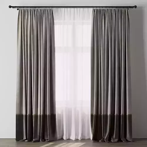 Curtain with rod 08 Curtain brown and cumin olive green