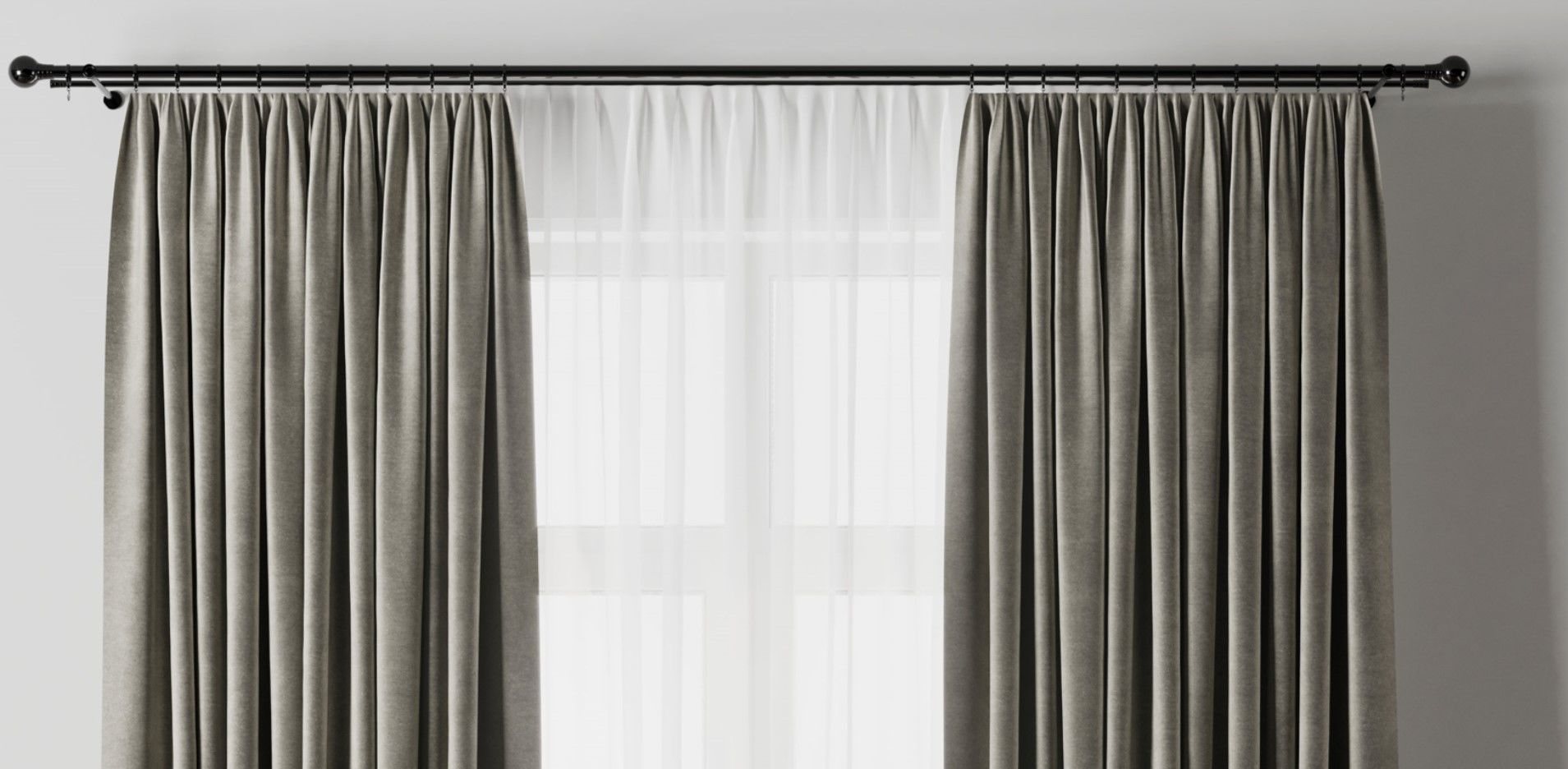 Curtain with rod 08 Curtain brown and cumin olive green Low-poly 3D model_4