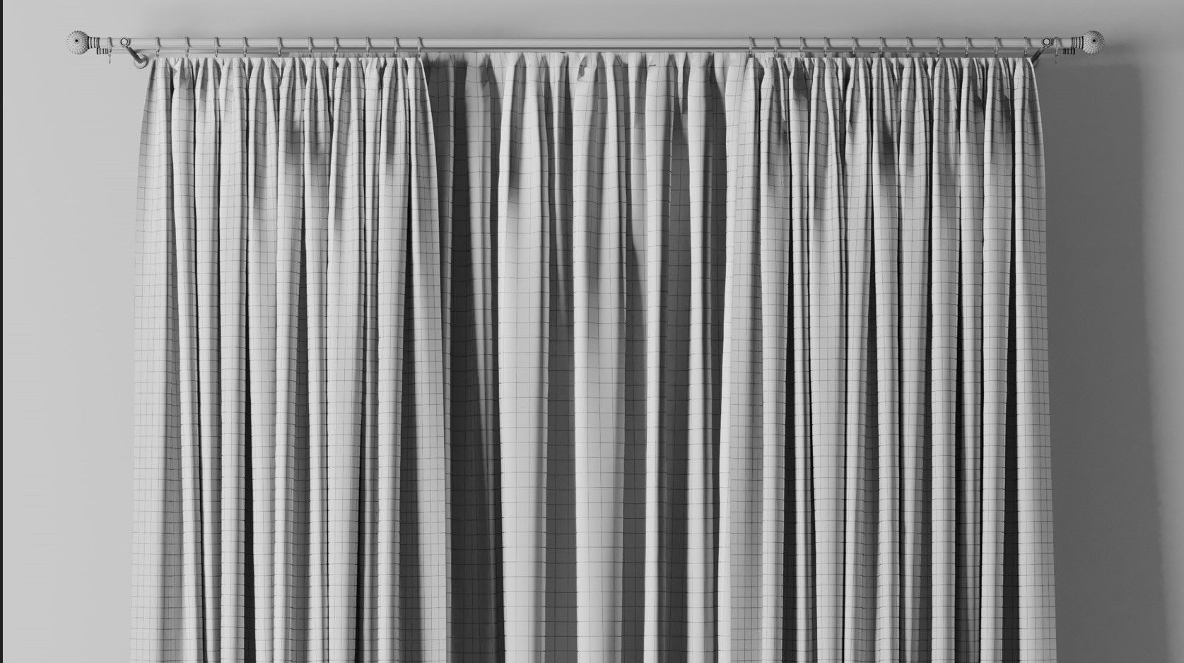 Curtain with rod 08 Curtain brown and cumin olive green Low-poly 3D model_7