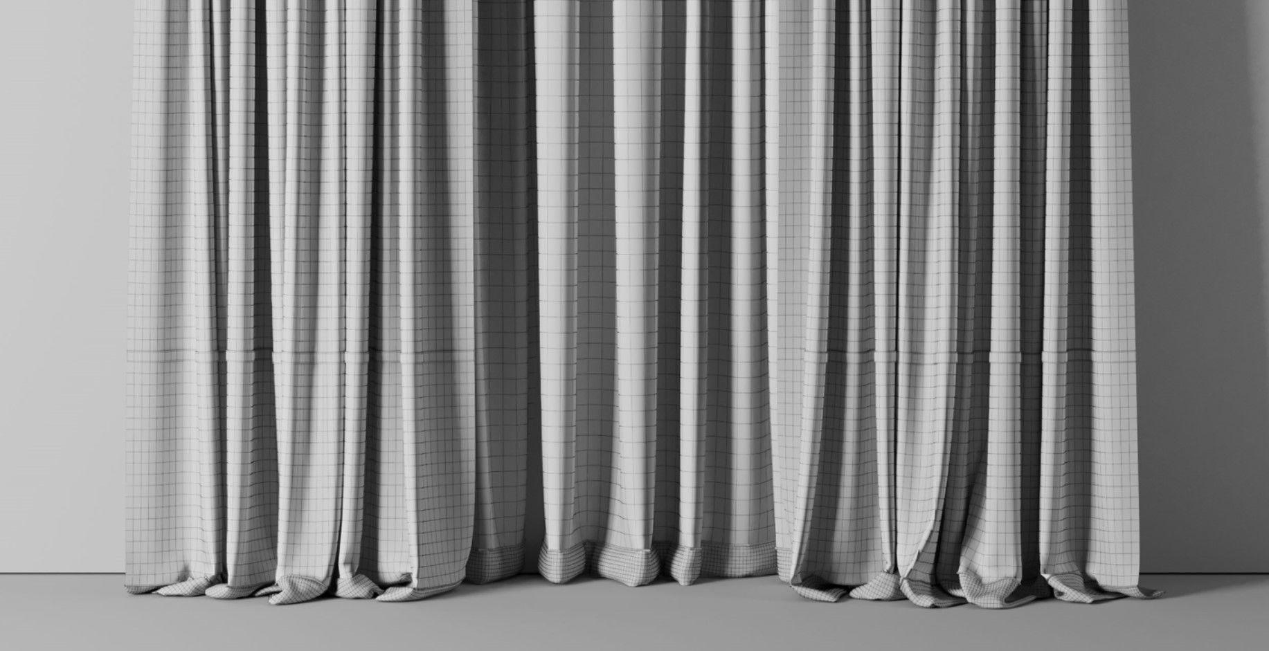 Curtain with rod 08 Curtain brown and cumin olive green Low-poly 3D model_8