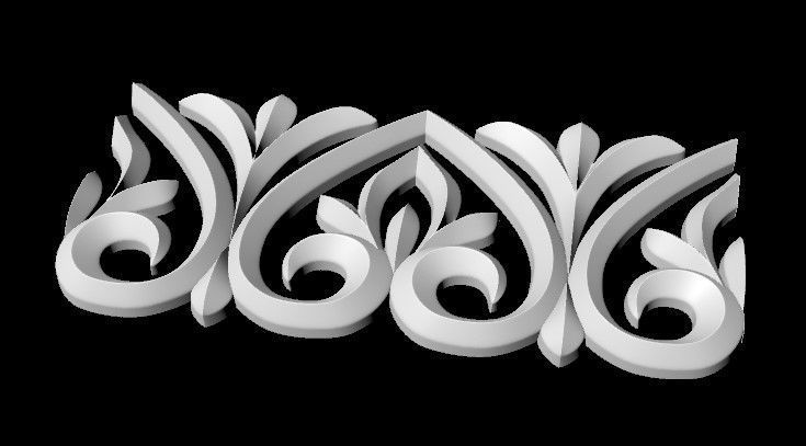 Central decor ornament for furniture 3D model_2