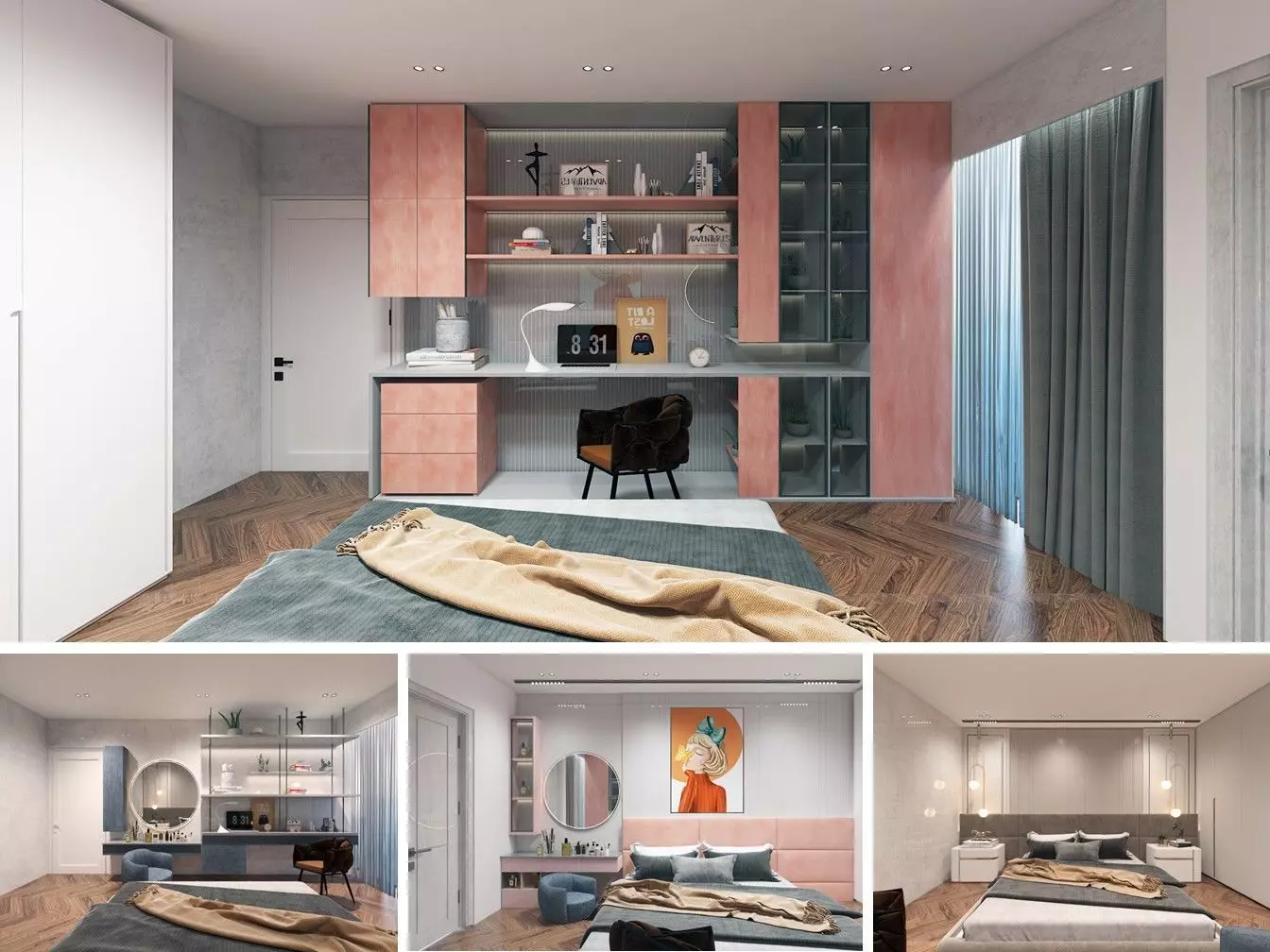 Modern Girls Bedroom 3D Model  3ds Max  VRay Render Ready Low-poly 3D model_0