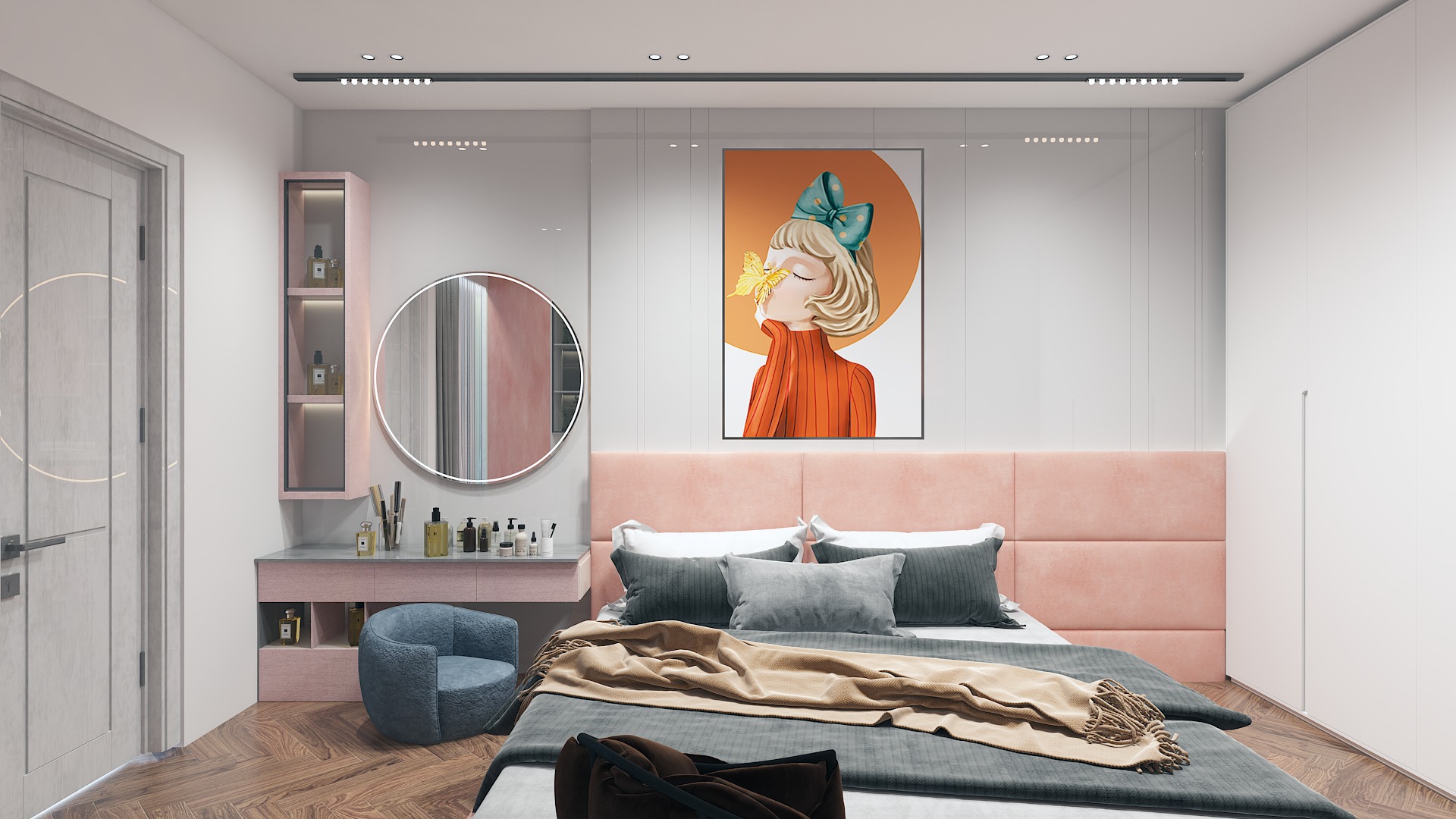 Modern Girls Bedroom 3D Model  3ds Max  VRay Render Ready Low-poly 3D model_1