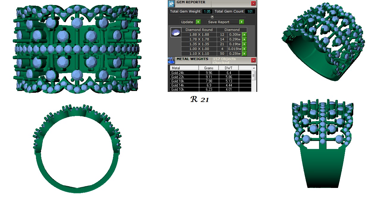 Jewelry 3D Models with render and 3dm stl -R-21 3D print model_3