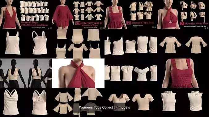 Womens Tops Collect 3D Model Collection