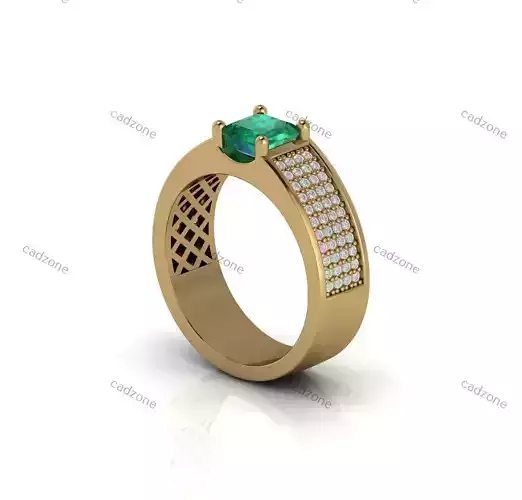 Emerald Pave Band Ring-3D Model 