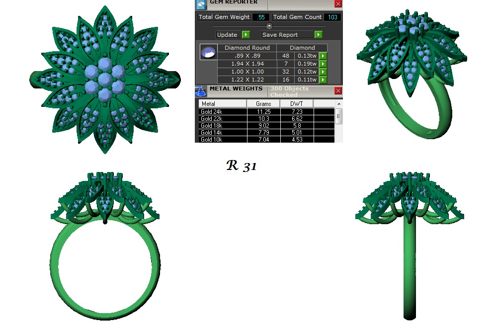 Jewelry 3D Models with render and 3dm  stl -R-31 3D print model_3