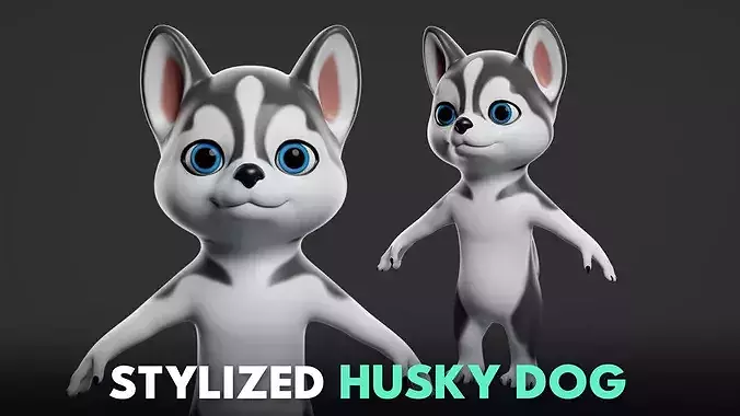 Husky Dog - Stylized Cartoon