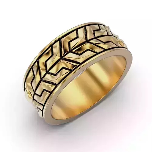 Geometric Chevron Ring