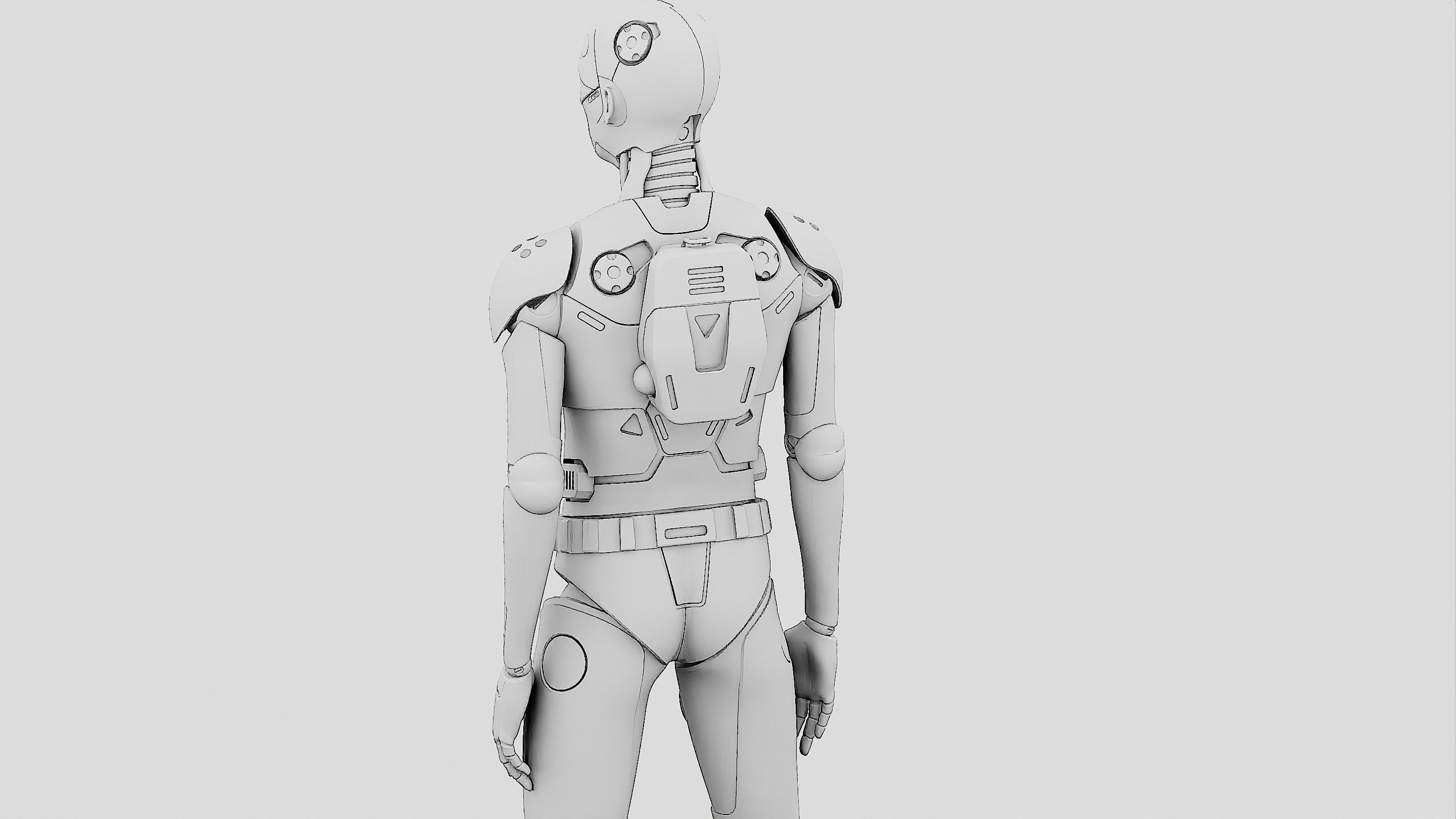 HUMANOID ORPHEUS-H  Rigged for Unreal Engine - Unity - MIXAMO  3D model_35