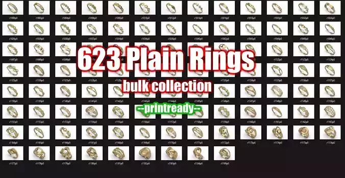 623 Plain Women Rings Fancy Bulk Collection STL Printready