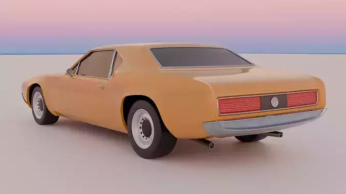 Generic late 60s muscle car  Low-poly 3D model 7