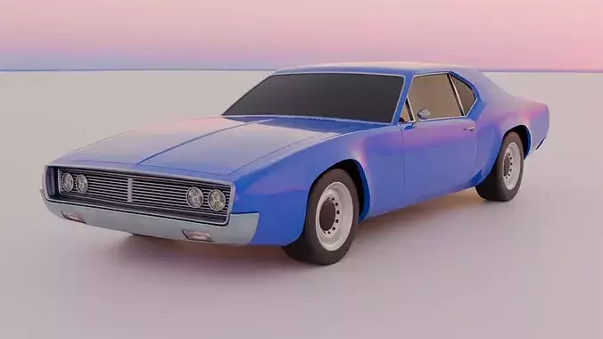 Generic late 60s muscle car Low-poly 3D model