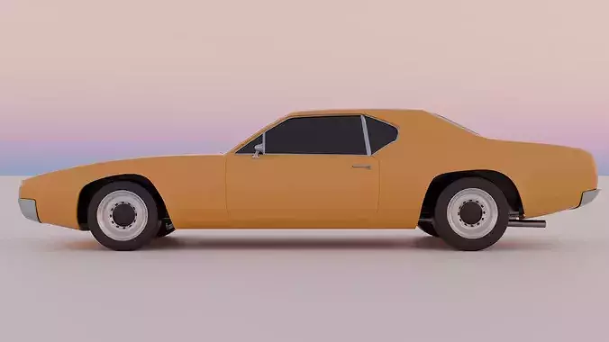Generic late 60s muscle car  Low-poly 3D model 5
