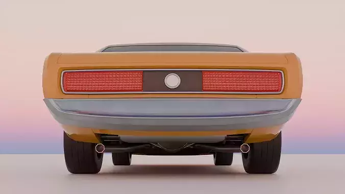 Generic late 60s muscle car  Low-poly 3D model 6