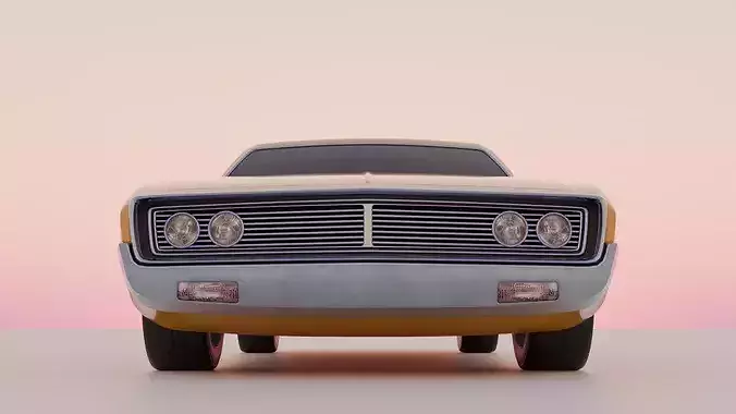 Generic late 60s muscle car  Low-poly 3D model 4