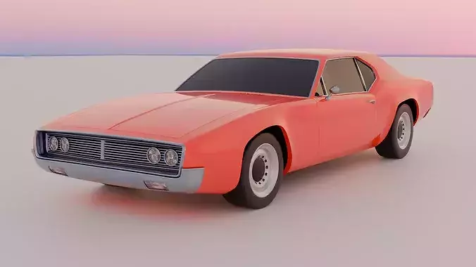 Generic late 60s muscle car  Low-poly 3D model 2