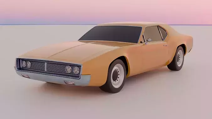Generic late 60s muscle car  Low-poly 3D model 3