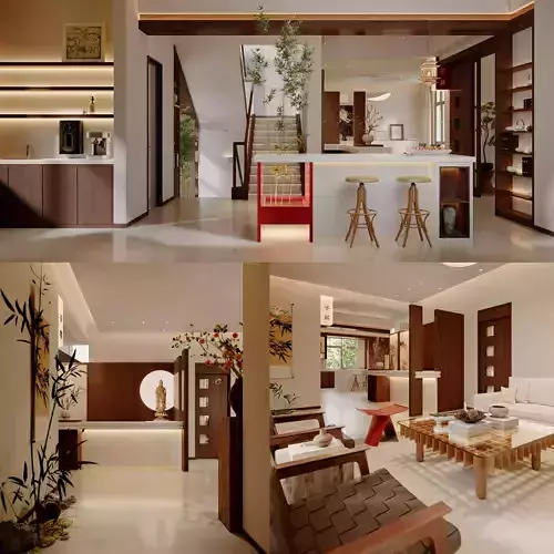 Modern natural style reception hall  tea room  water bar-cr 3D model