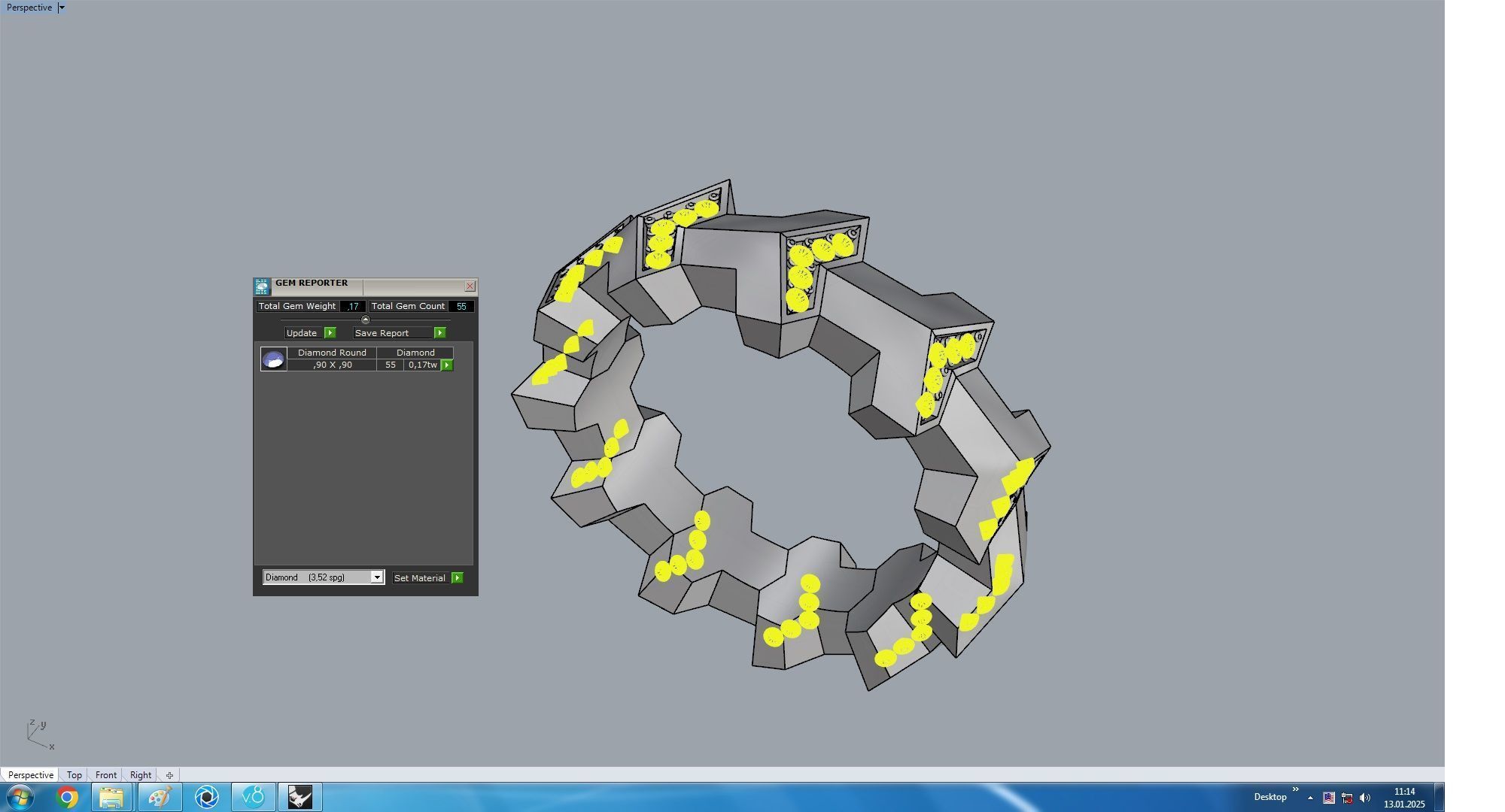 Armored Cube Illusion Paved Ring 16 5mm 3D print model_16