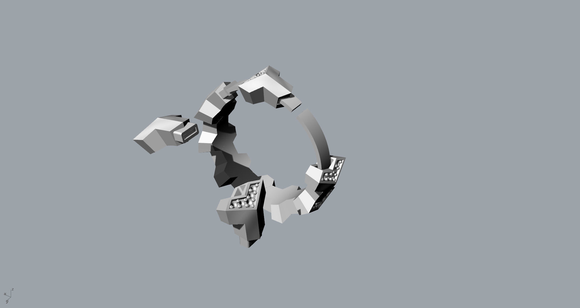 Armored Cube Illusion Paved Ring 16 5mm 3D print model_13