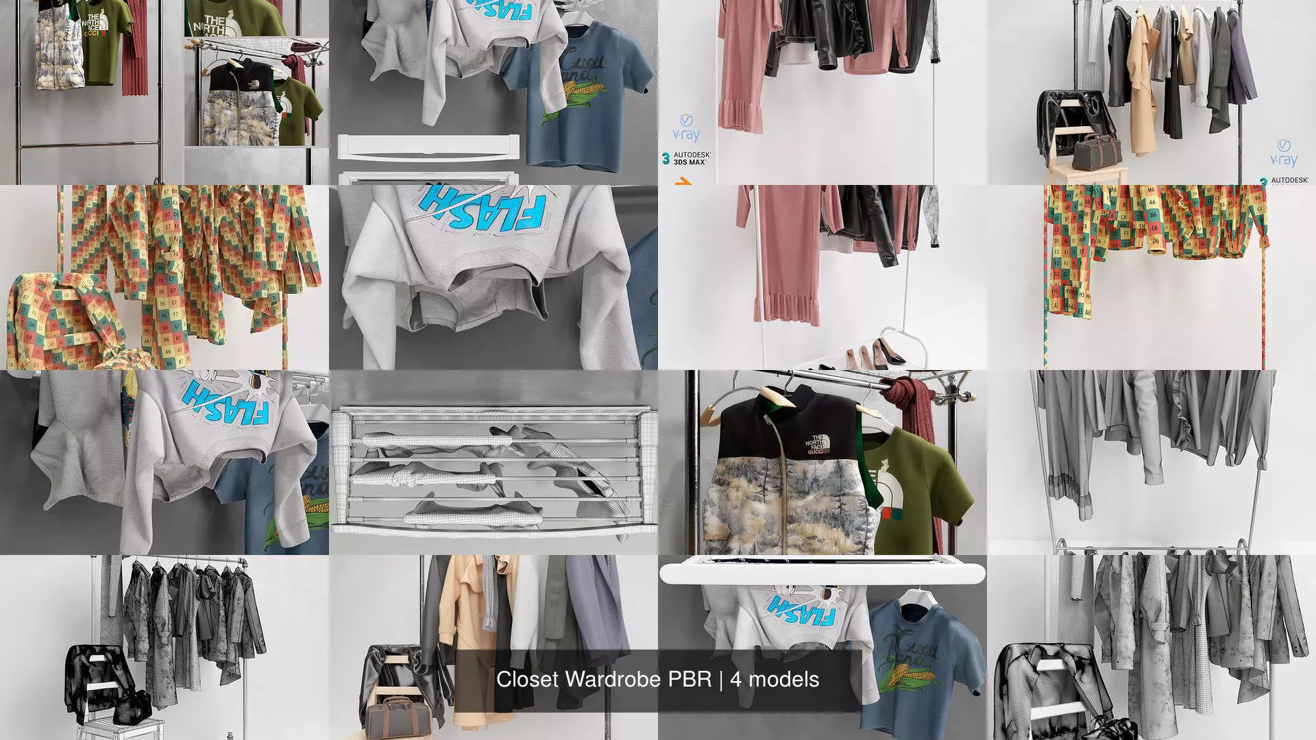 Closet Wardrobe PBR 3D Model Collection_0