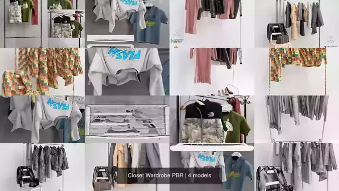 Closet Wardrobe PBR 3D Model Collection