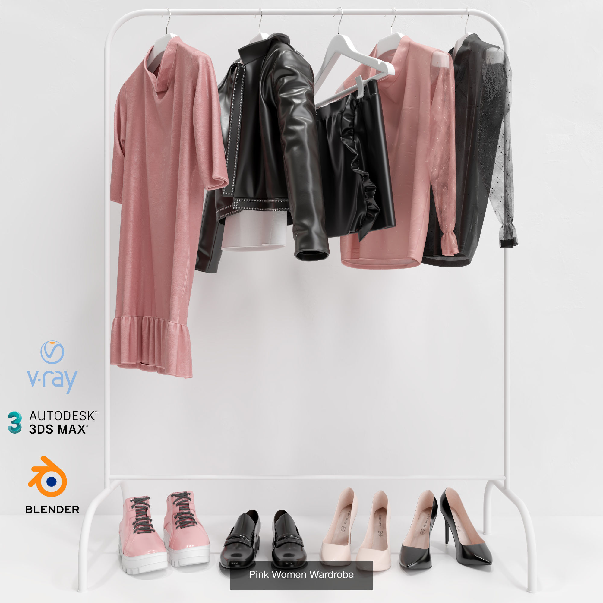 Closet Wardrobe PBR 3D Model Collection_7