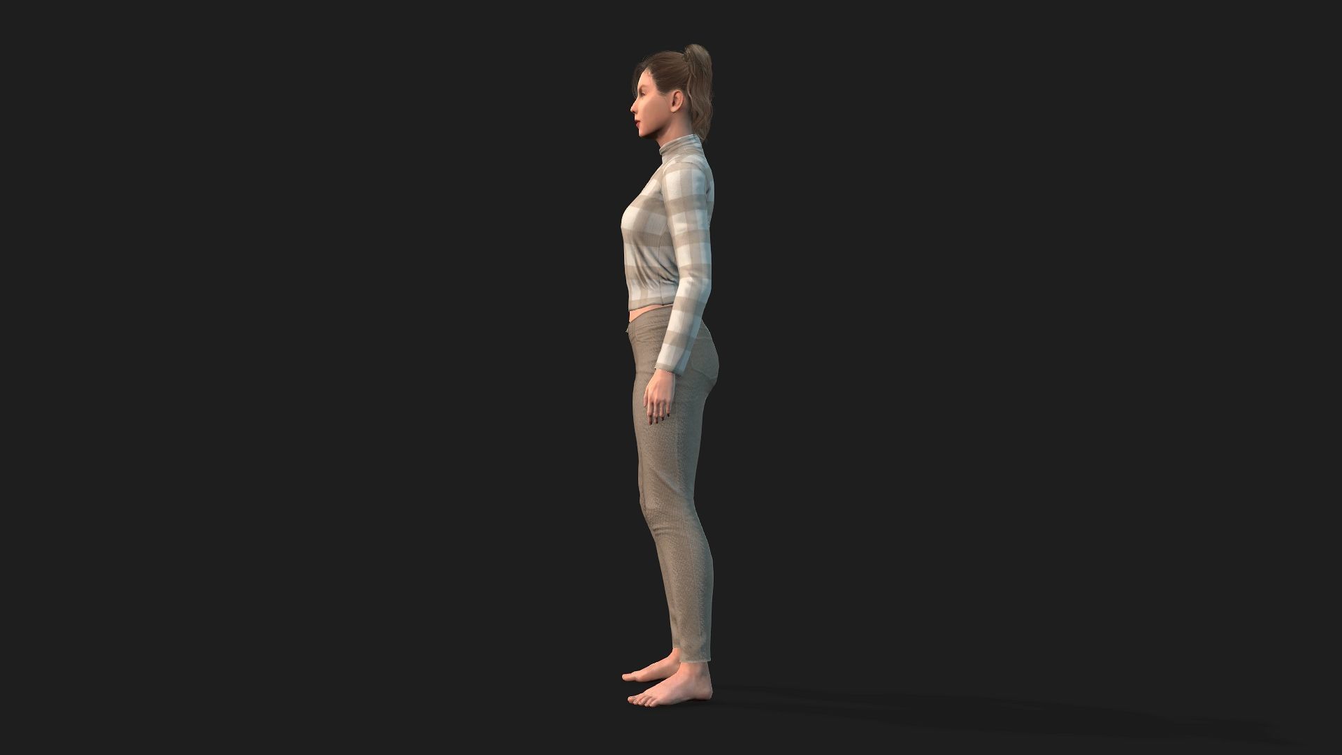 Beautiful 3D Girl Character Fully Rigged and Textured 3D model_3