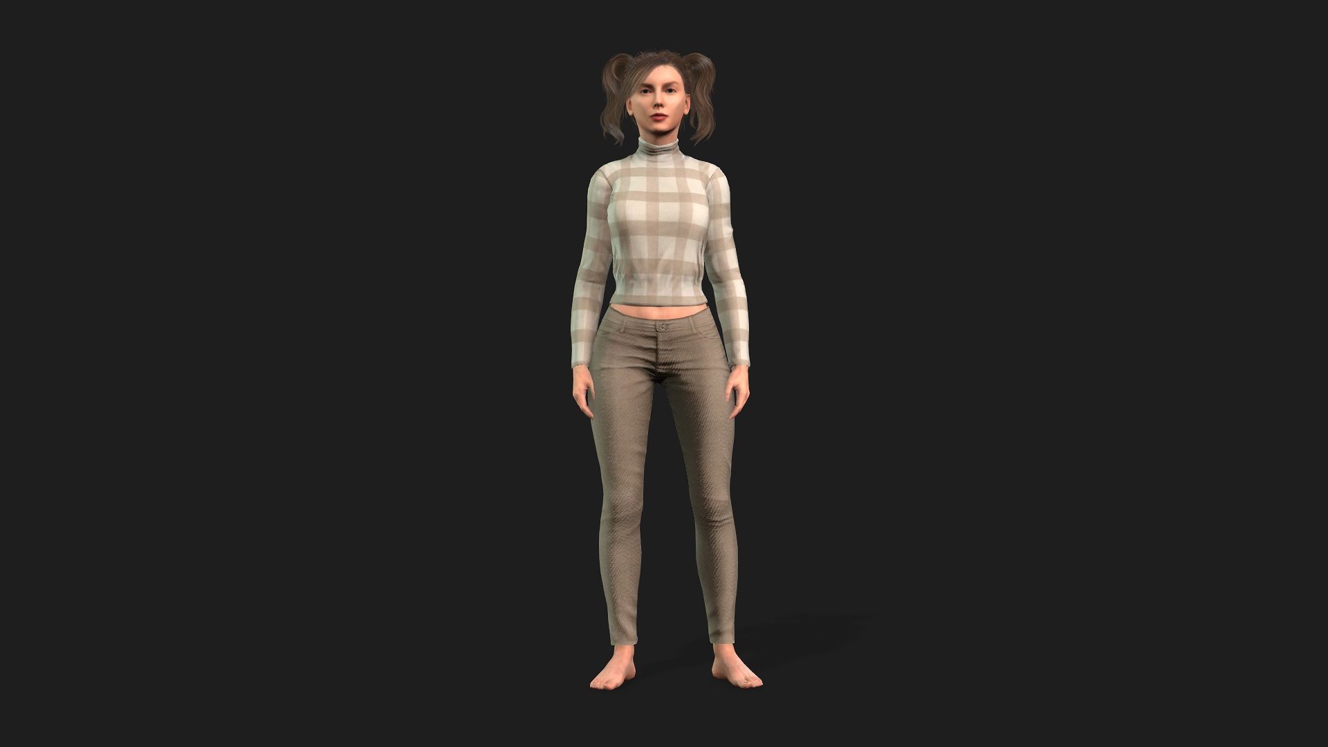 Beautiful 3D Girl Character Fully Rigged and Textured 3D model_1
