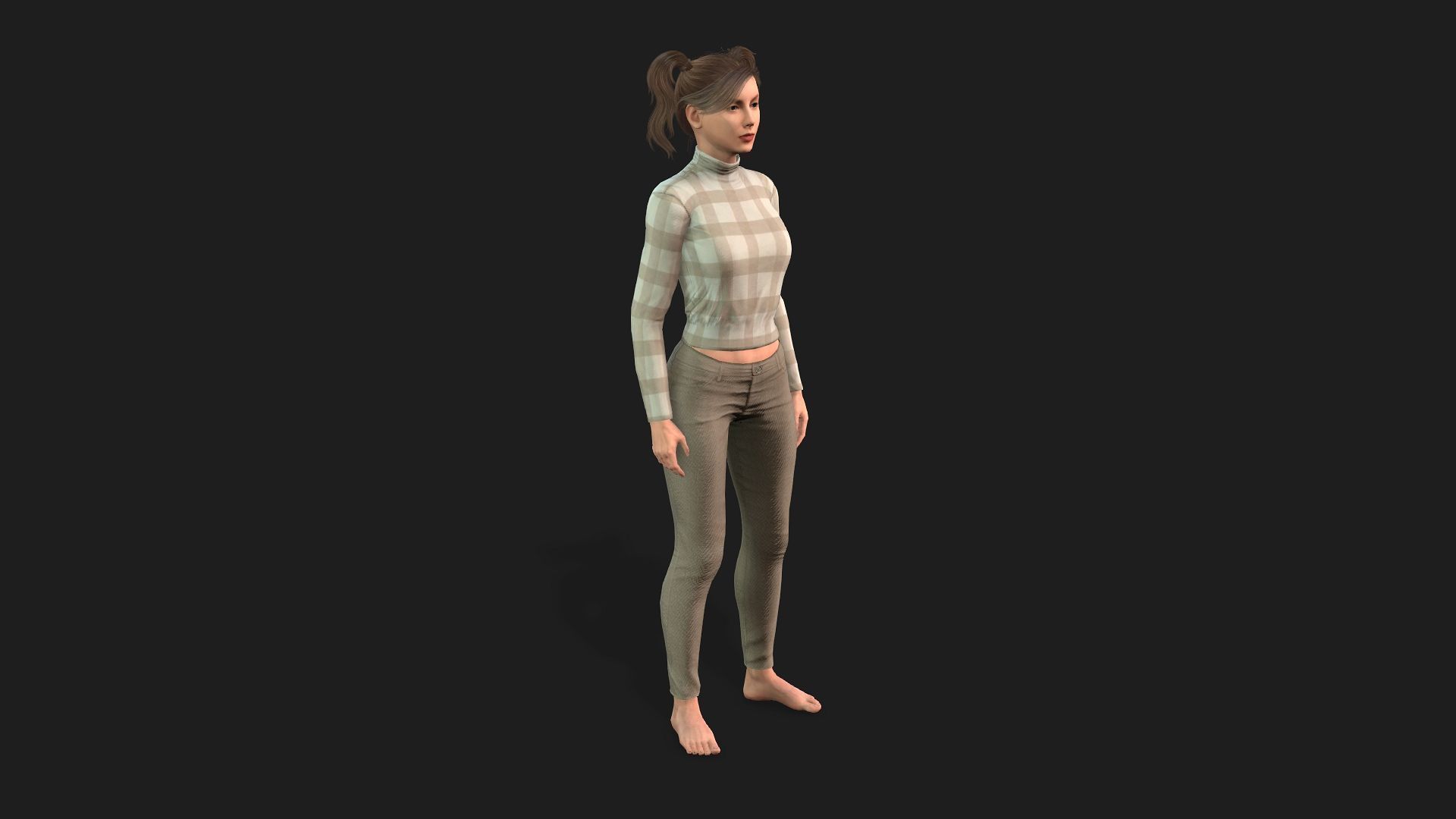 Beautiful 3D Girl Character Fully Rigged and Textured 3D model_8