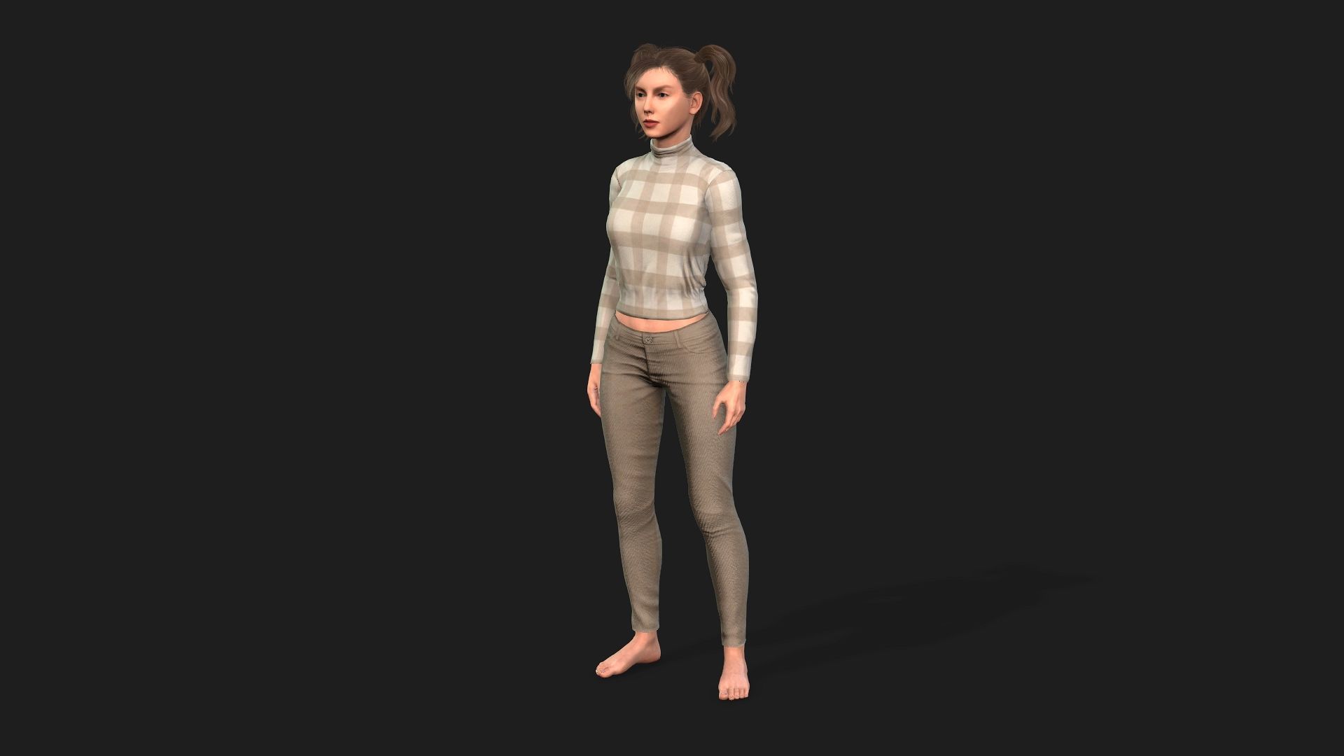 Beautiful 3D Girl Character Fully Rigged and Textured 3D model_9