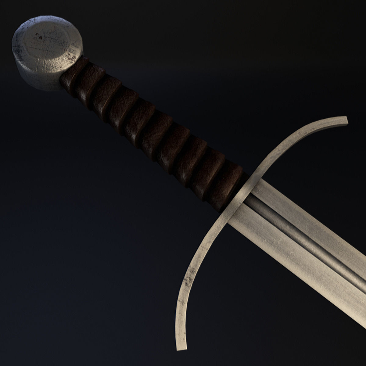 Medieval Sword XVIIIa type according Oakeshotta 3D model_6