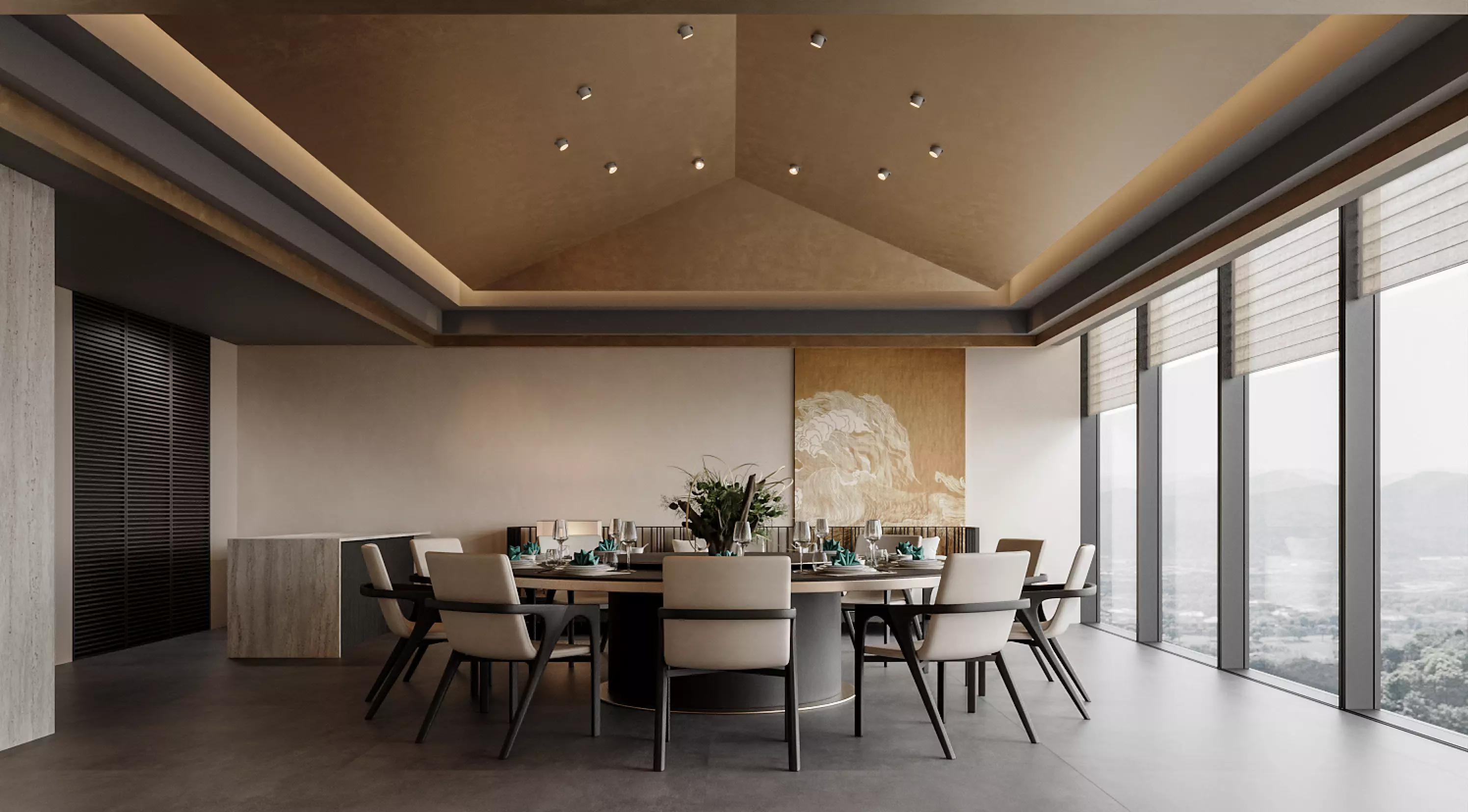 restaurant cafe interior 3D model_0