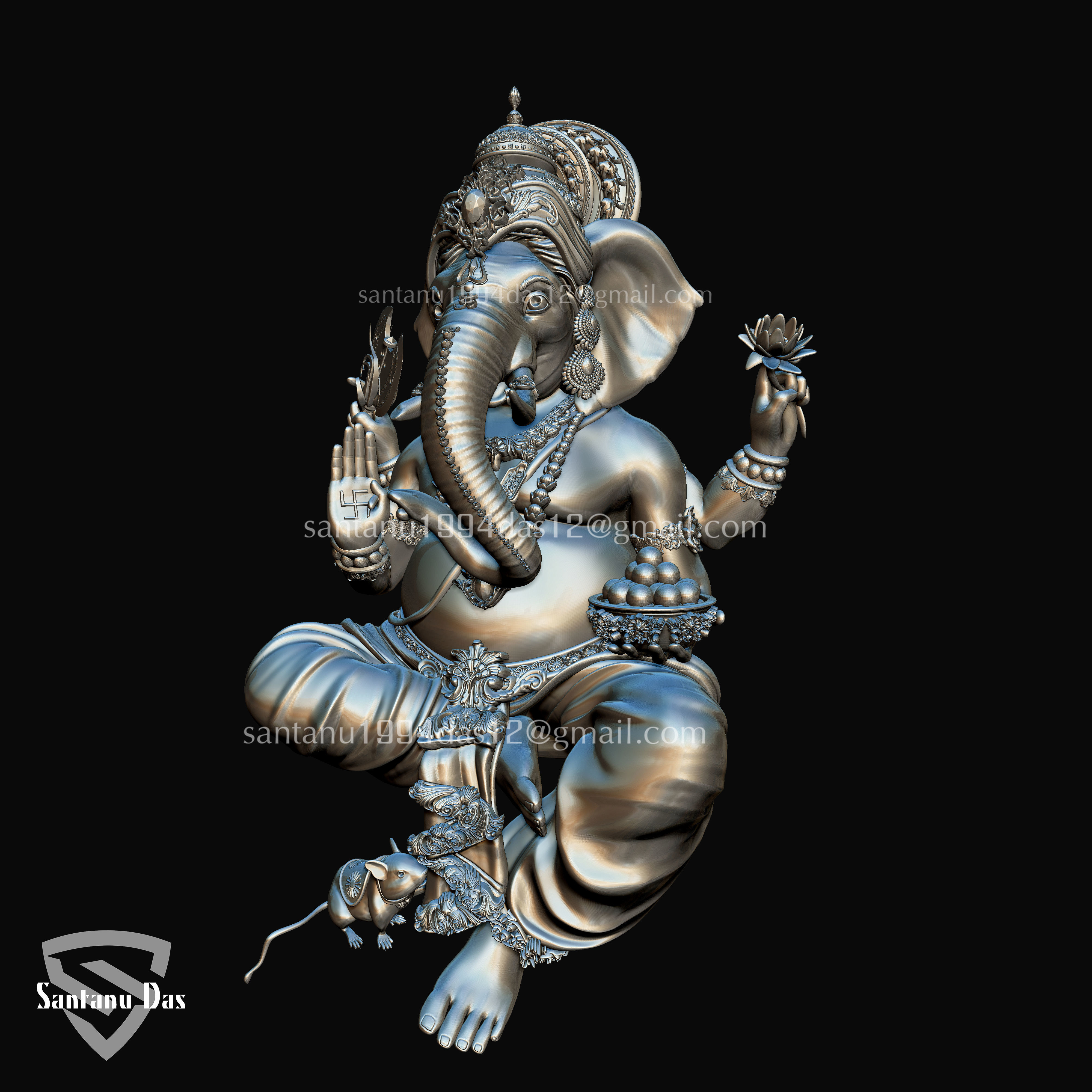 Ganesh on Throne 3d Print model 3D print model_26
