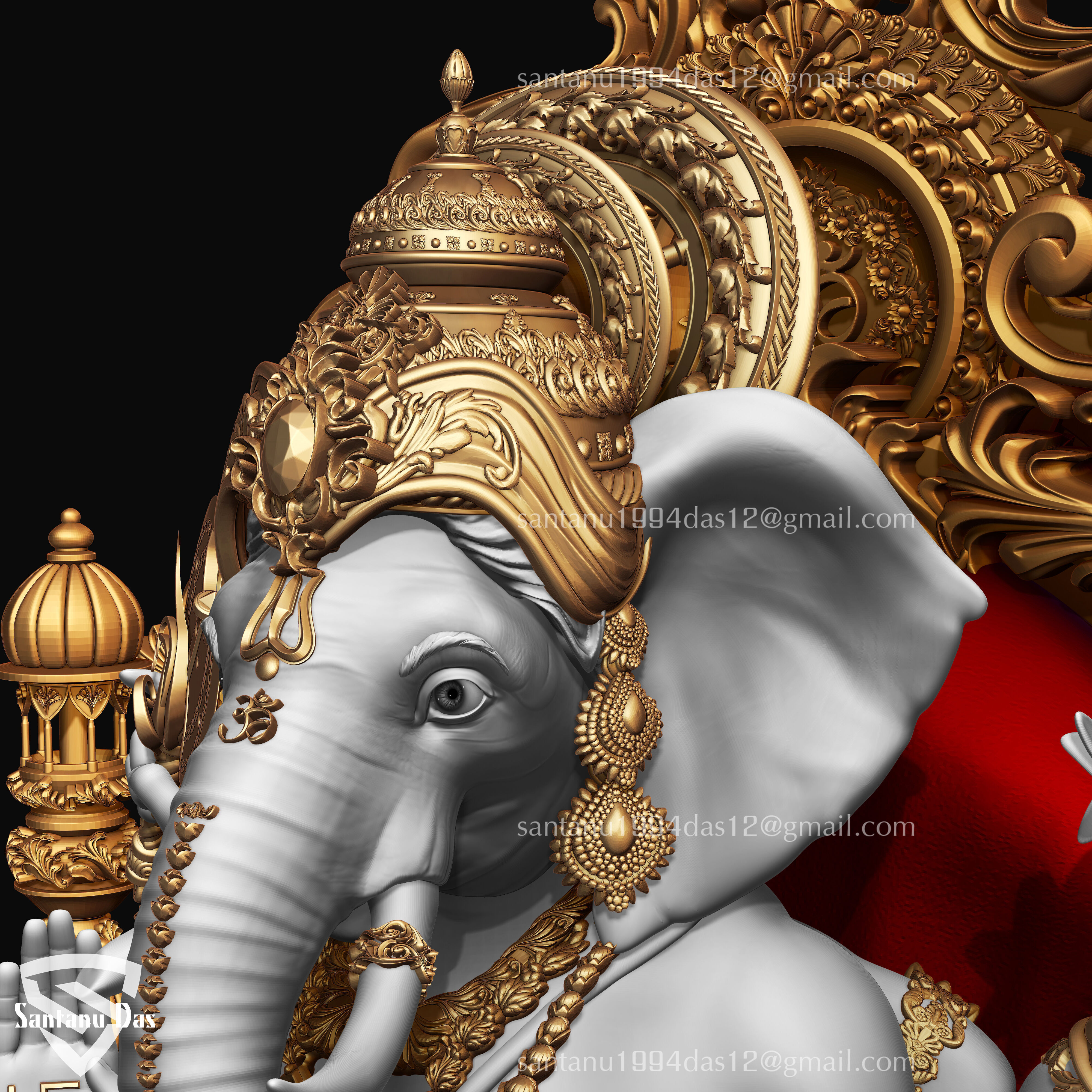 Ganesh on Throne 3d Print model 3D print model_11